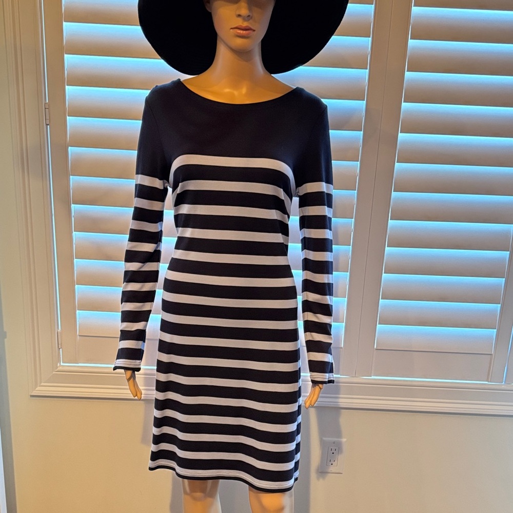 Sail to Sable Navy and White Striped Dress